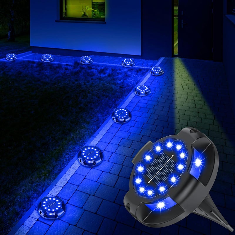 WILUX Solar Pathway Lights Outdoor 12 Packs, Bright Blue 16 LEDs Solar Ground Lights Walkway Lights with Side Light, Waterproof Solar Deck Light for Yard Walkway Garden Poolside Driveway Decorations - Image 2